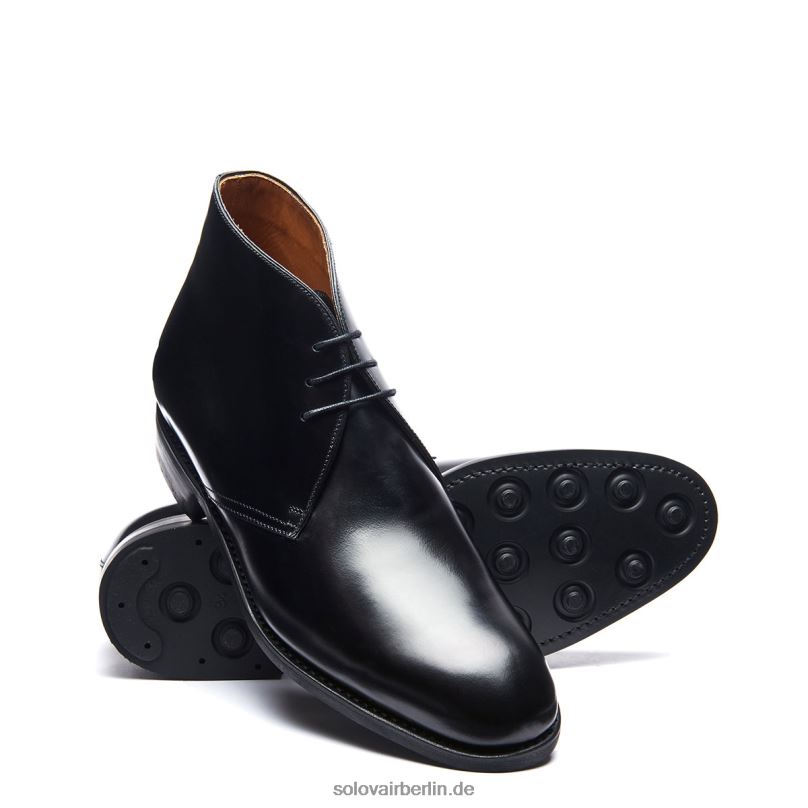 Männer Solovair Schwarzer, Hochglänzender Chukka-stiefel Mit 3 ösen 0284f38