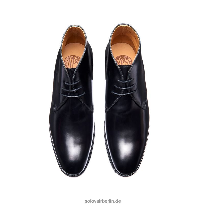 Männer Solovair Schwarzer, Hochglänzender Chukka-stiefel Mit 3 ösen 0284f38