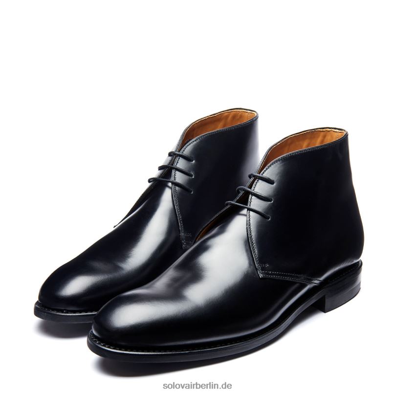 Männer Solovair Schwarzer, Hochglänzender Chukka-stiefel Mit 3 ösen 0284f38