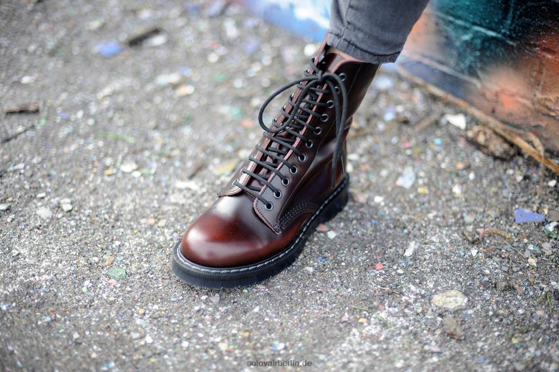 Männer Solovair Burgunder Rub-off 11-loch-derby-stiefel 0284f65