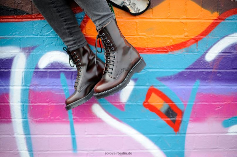 Männer Solovair Burgunder Rub-off 11-loch-derby-stiefel 0284f65