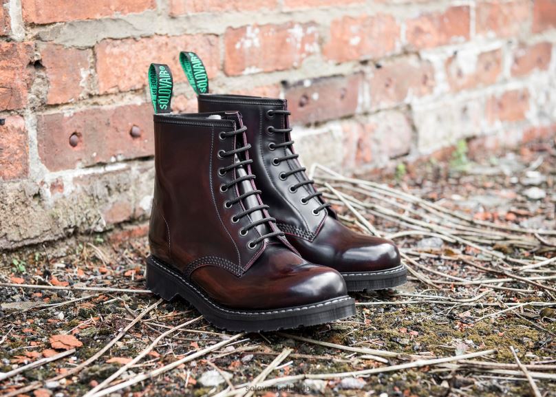 Männer Solovair Burgunder Rub-off 8-loch-derby-stiefel 0284f62