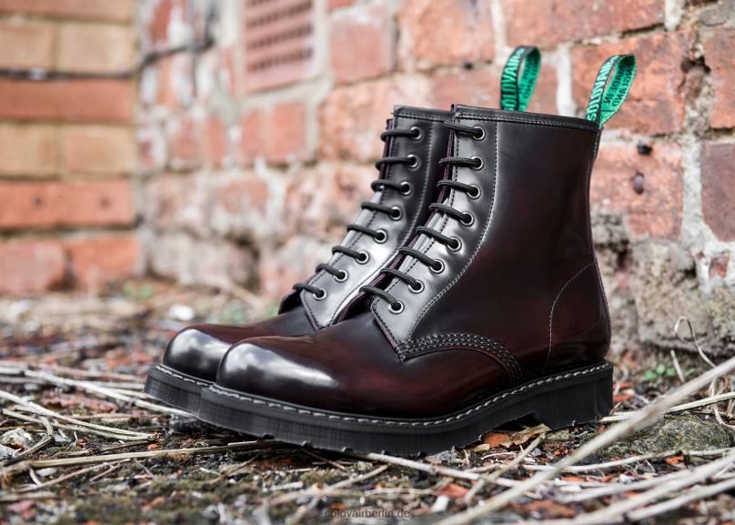 Männer Solovair Burgunder Rub-off 8-loch-derby-stiefel 0284f62