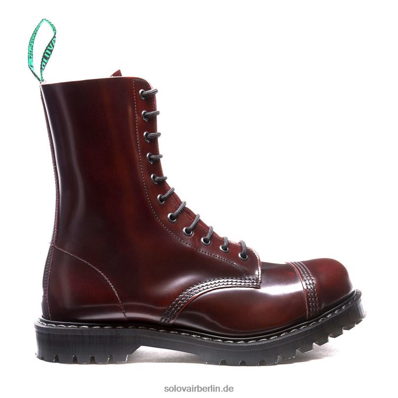 Männer Solovair Burgunderroter Rub-off-11-loch-derby-stiefel Mit Stahlkappe 0284f80