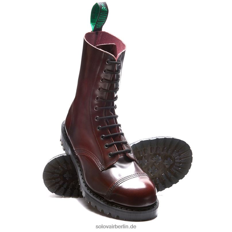 Männer Solovair Burgunderroter Rub-off-11-loch-derby-stiefel Mit Stahlkappe 0284f80