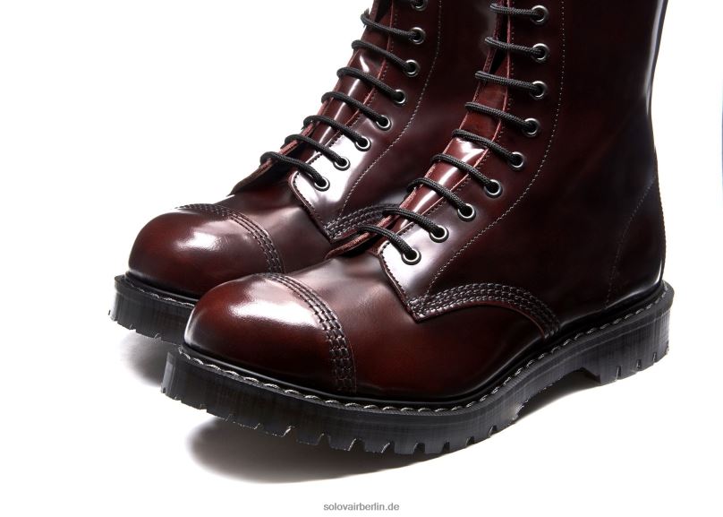 Männer Solovair Burgunderroter Rub-off-11-loch-derby-stiefel Mit Stahlkappe 0284f80