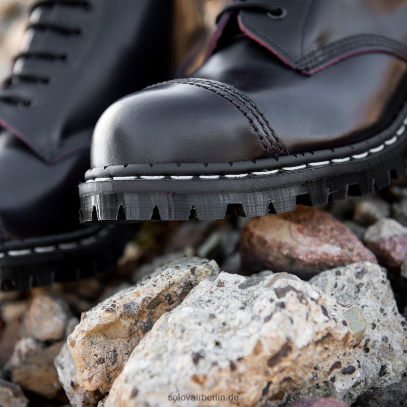Männer Solovair Burgunderroter Rub-off-6-loch-derby-stiefel Mit Stahlkappe 0284f82