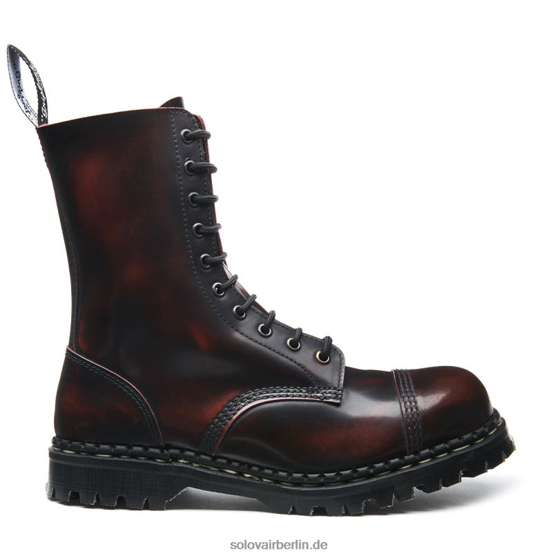 Männer Solovair Derby-stiefel Mit 10 ösen Und Stahlkappen In Burgunderrot 0284f119