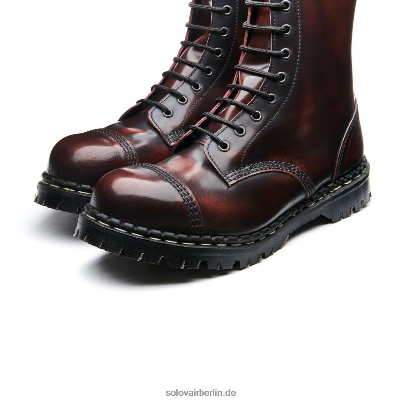 Männer Solovair Derby-stiefel Mit 10 ösen Und Stahlkappen In Burgunderrot 0284f119
