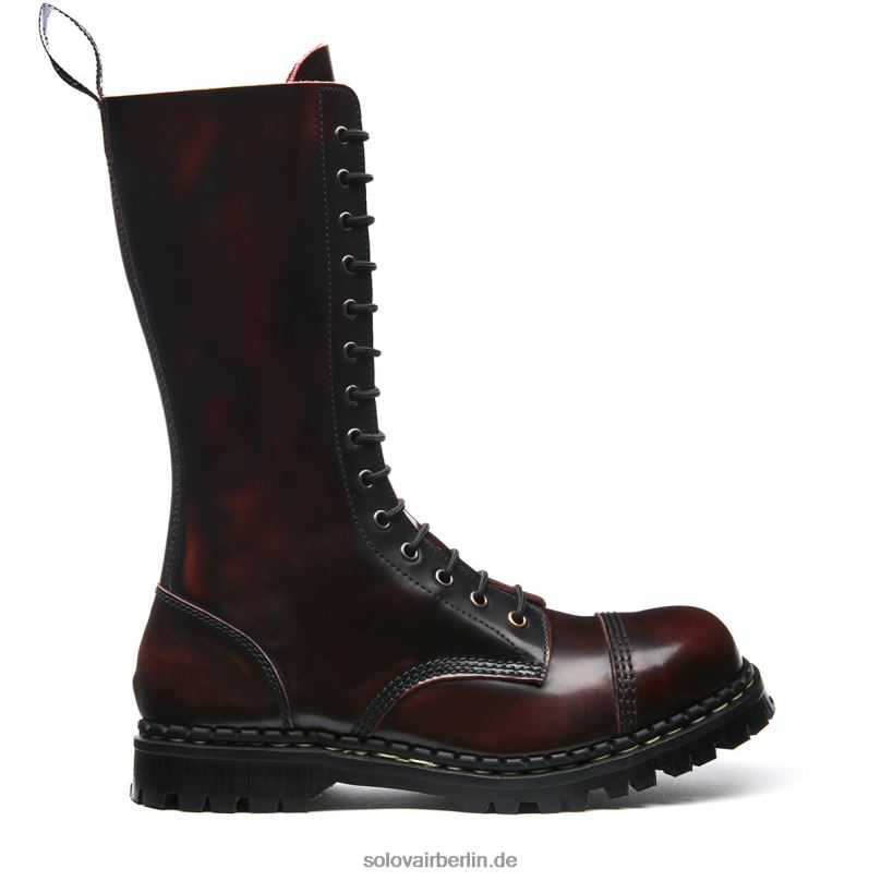 Männer Solovair Derby-stiefel Mit 14 ösen Und Stahlkappen In Burgunderrot 0284f130