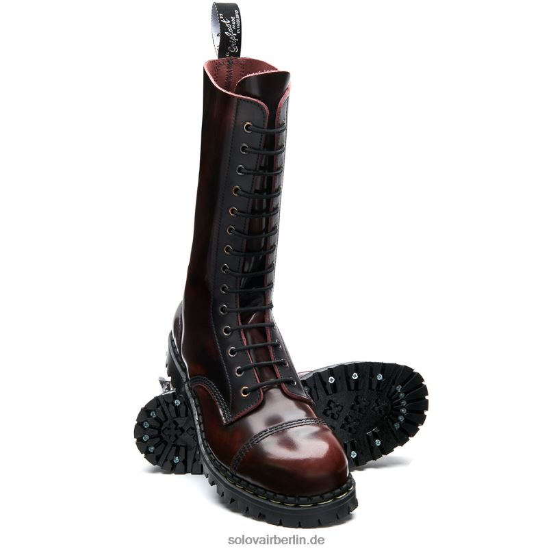 Männer Solovair Derby-stiefel Mit 14 ösen Und Stahlkappen In Burgunderrot 0284f130