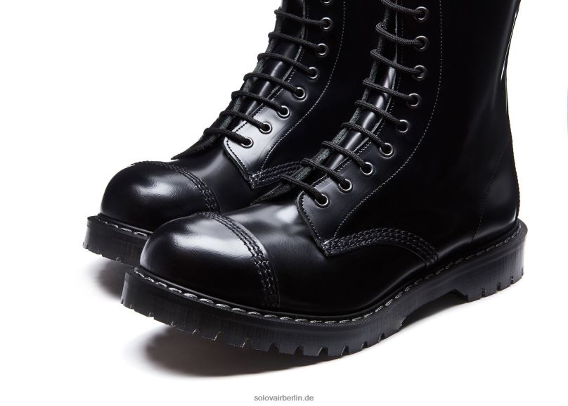 Männer Solovair Englischer Schwarzer 11-loch-derby-stiefel Mit Stahlkappe 0284f61