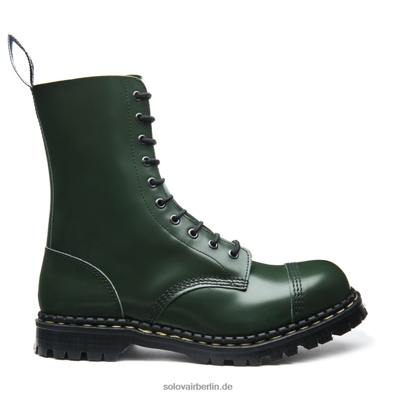 Männer Solovair Grüner Hi Shine 10-loch-derby-stiefel Mit Stahlkappe 0284f116