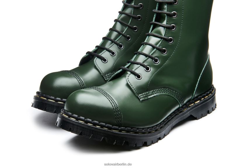Männer Solovair Grüner Hi Shine 10-loch-derby-stiefel Mit Stahlkappe 0284f116