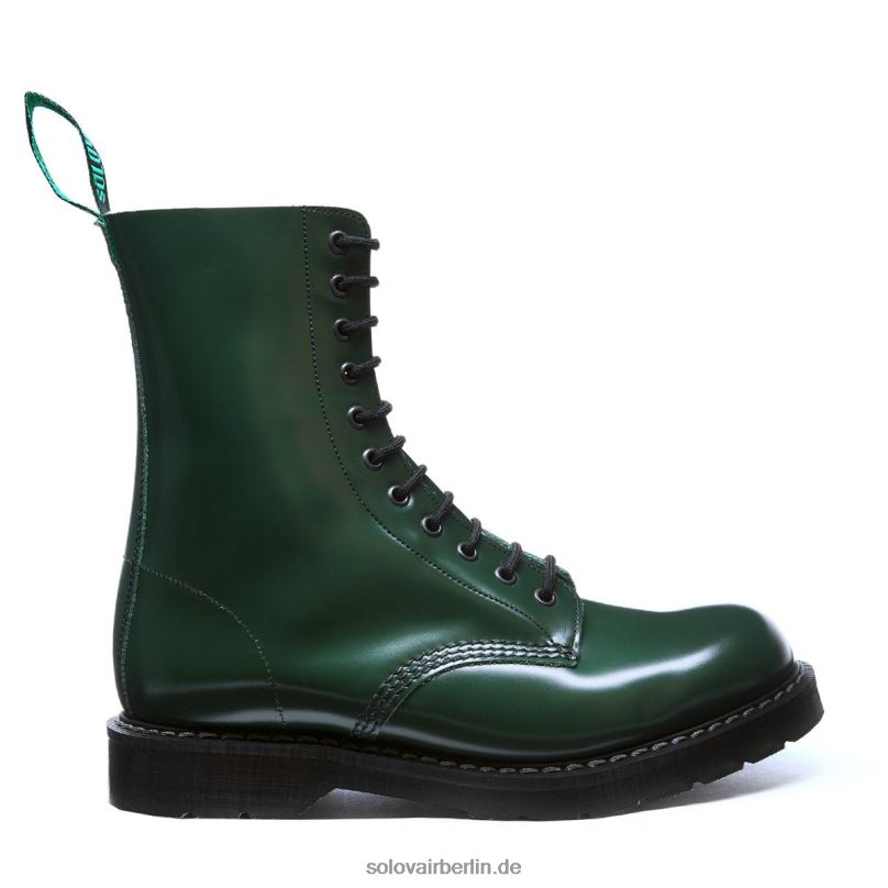 Männer Solovair Grüner, Hochglänzender Derby-stiefel Mit 11 ösen 0284f128