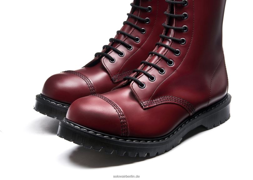Männer Solovair Kirschroter 11-loch-derby-stiefel Mit Stahlkappe 0284f70