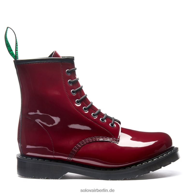 Männer Solovair Kirschroter Veganer 8-loch-derby-stiefel Aus Lackleder 0284f97