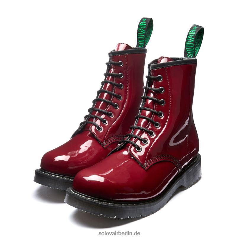 Männer Solovair Kirschroter Veganer 8-loch-derby-stiefel Aus Lackleder 0284f97