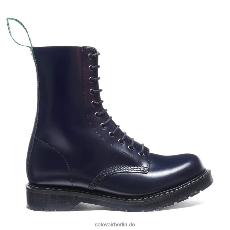 Männer Solovair Marineblauer, Hochglänzender Derby-stiefel Mit 11 ösen 0284f125