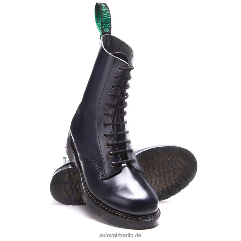 Männer Solovair Marineblauer, Hochglänzender Derby-stiefel Mit 11 ösen 0284f125