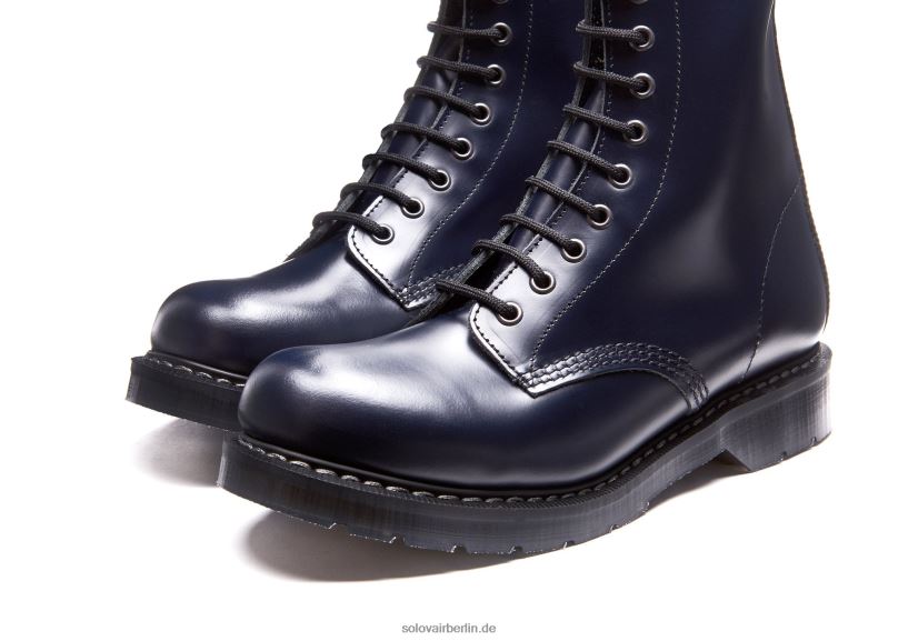 Männer Solovair Marineblauer, Hochglänzender Derby-stiefel Mit 11 ösen 0284f125