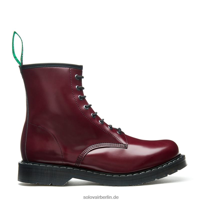 Männer Solovair Merlot Veganer Hi-shine 8-loch-derby-stiefel 0284f100