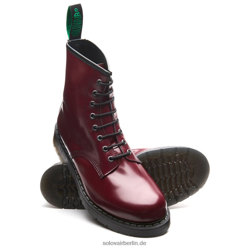 Männer Solovair Merlot Veganer Hi-shine 8-loch-derby-stiefel 0284f100