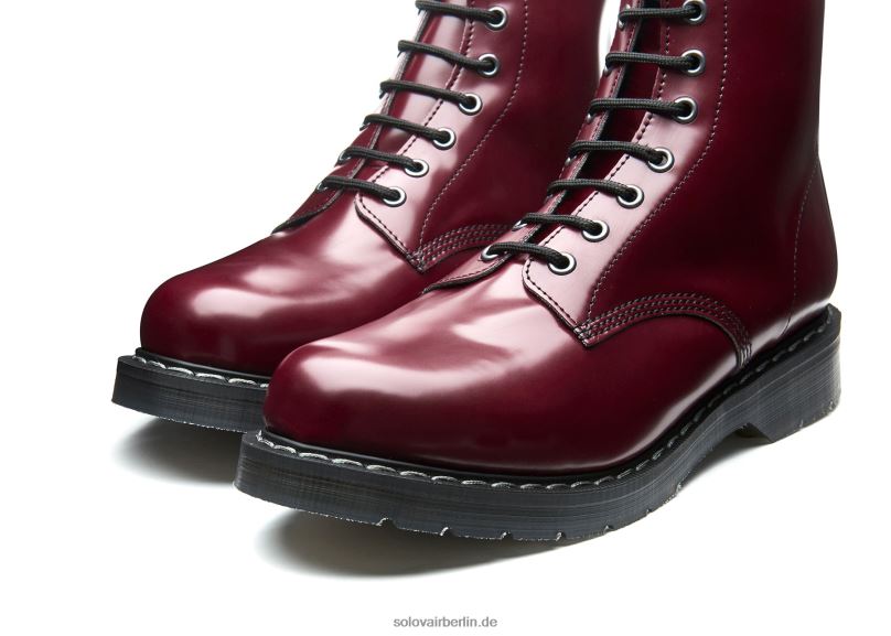 Männer Solovair Merlot Veganer Hi-shine 8-loch-derby-stiefel 0284f100