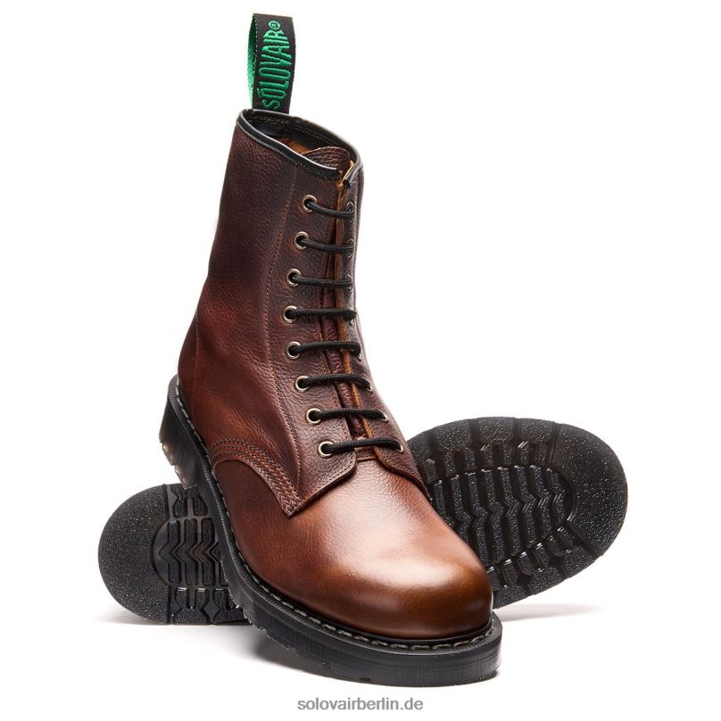 Männer Solovair Nussbrauner, Genarbter 8-loch-derby-stiefel 0284f63