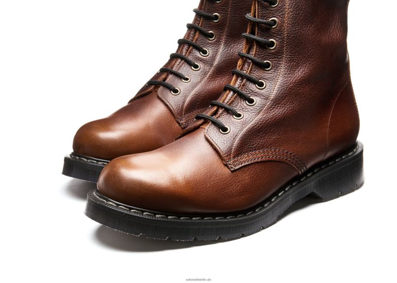 Männer Solovair Nussbrauner, Genarbter 8-loch-derby-stiefel 0284f63