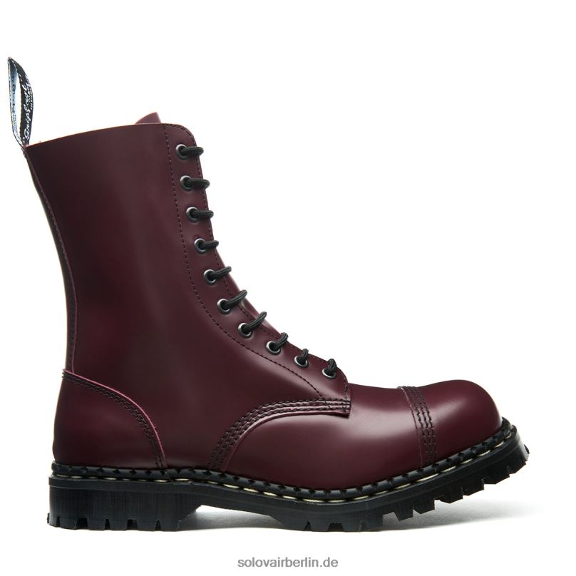 Männer Solovair Oxblood Hi-shine 10-loch-derby-stiefel Mit Stahlkappe 0284f118