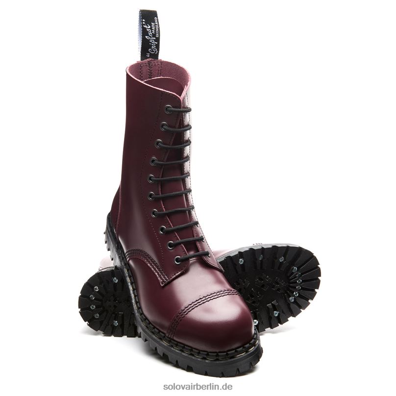 Männer Solovair Oxblood Hi-shine 10-loch-derby-stiefel Mit Stahlkappe 0284f118