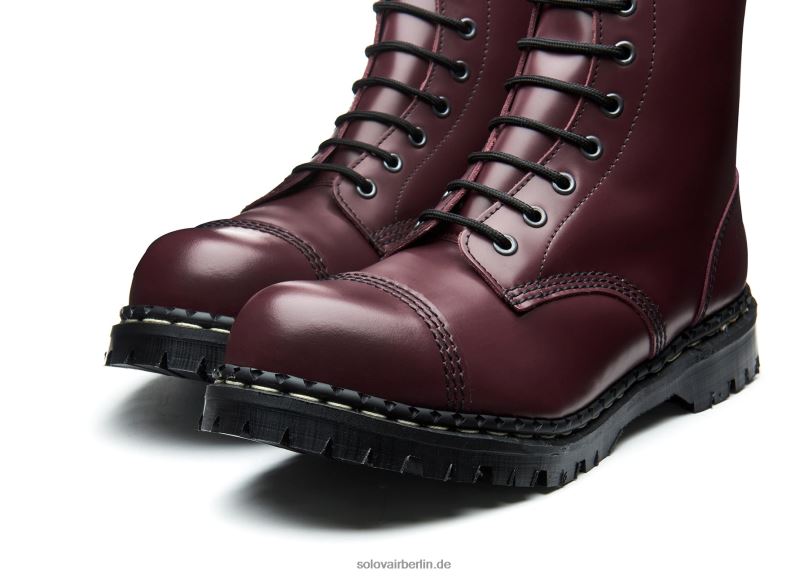 Männer Solovair Oxblood Hi-shine 10-loch-derby-stiefel Mit Stahlkappe 0284f118