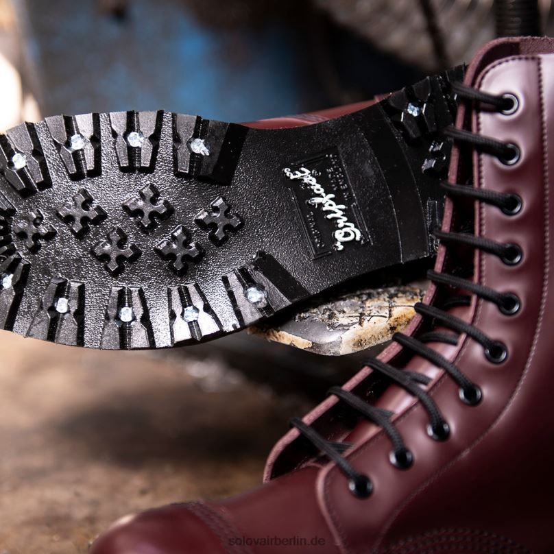 Männer Solovair Oxblood Hi-shine 10-loch-derby-stiefel Mit Stahlkappe 0284f118