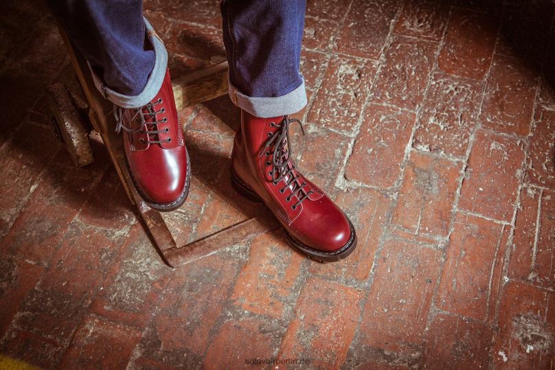 Männer Solovair Oxblood Hi-shine 11-loch-derby-stiefel 0284f124