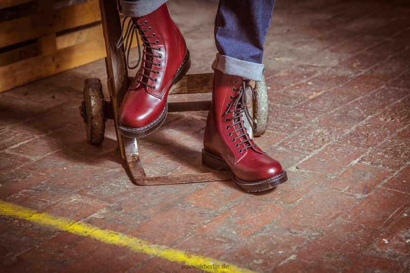 Männer Solovair Oxblood Hi-shine 11-loch-derby-stiefel 0284f124