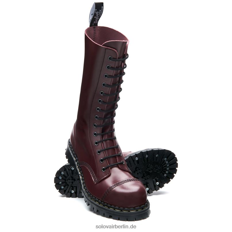 Männer Solovair Oxblood Hi-shine 14-loch-derby-stiefel Mit Stahlkappe 0284f129