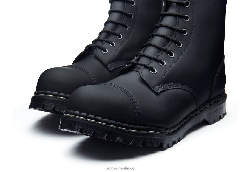 Männer Solovair Schwarzer, Fettiger 10-loch-derby-stiefel Mit Stahlkappe 0284f76