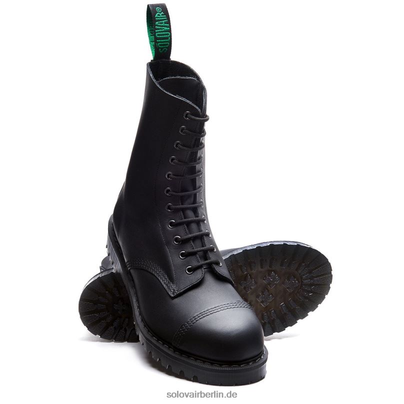 Männer Solovair Schwarzer, Fettiger 11-loch-derby-stiefel Mit Stahlkappe 0284f68