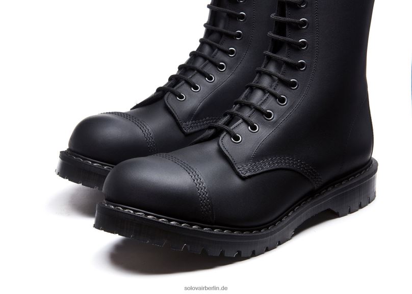 Männer Solovair Schwarzer, Fettiger 11-loch-derby-stiefel Mit Stahlkappe 0284f68