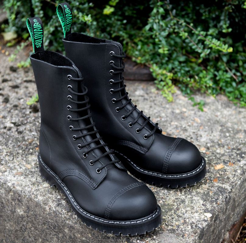 Männer Solovair Schwarzer, Fettiger 11-loch-derby-stiefel Mit Stahlkappe 0284f68