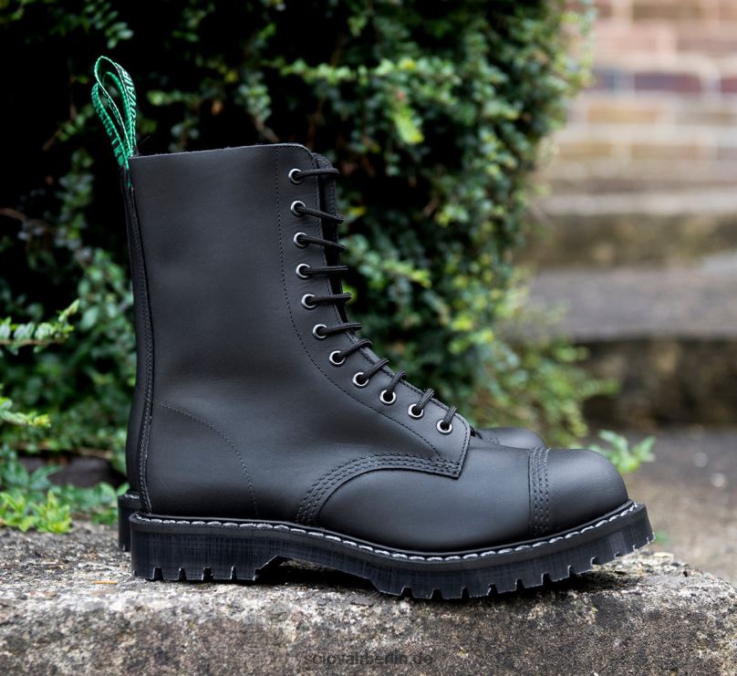 Männer Solovair Schwarzer, Fettiger 11-loch-derby-stiefel Mit Stahlkappe 0284f68
