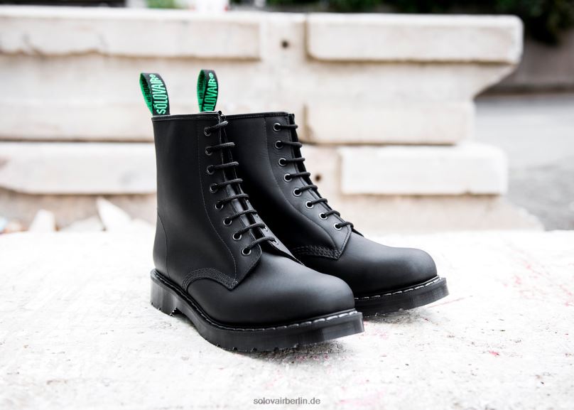 Männer Solovair Schwarzer, Fettiger 8-loch-derby-stiefel 0284f59