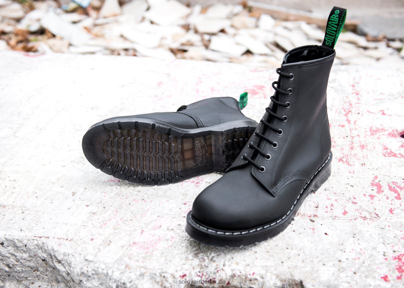 Männer Solovair Schwarzer, Fettiger 8-loch-derby-stiefel 0284f59