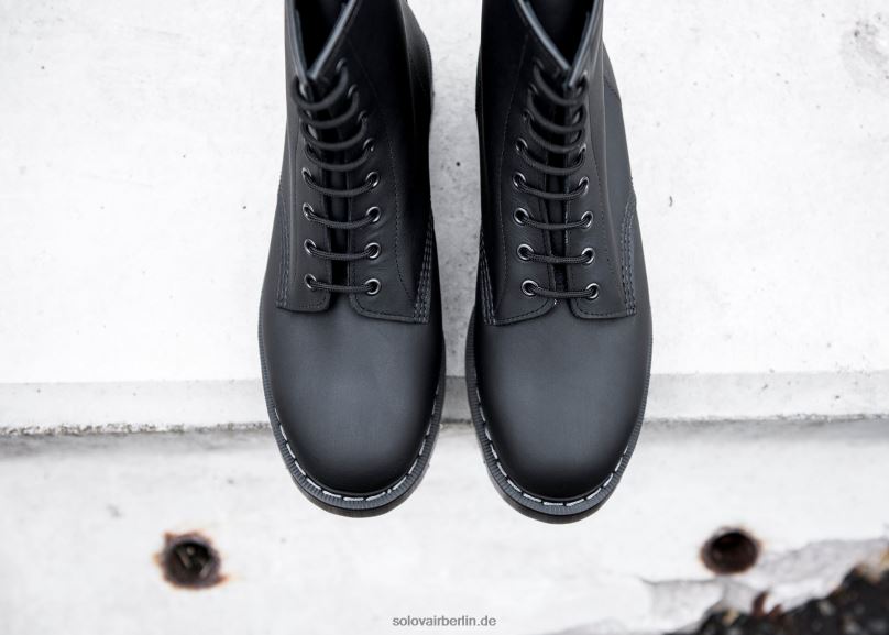 Männer Solovair Schwarzer, Fettiger 8-loch-derby-stiefel 0284f59