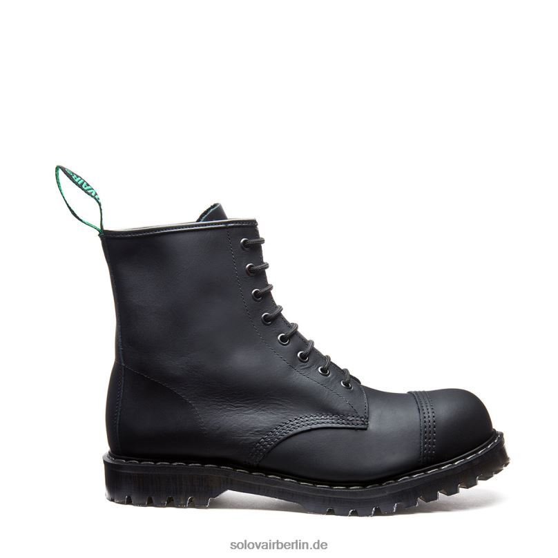 Männer Solovair Schwarzer, Fettiger 8-loch-derby-stiefel Mit Stahlkappe 0284f104