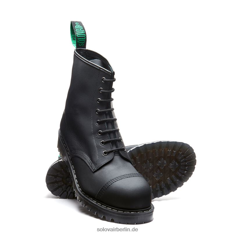 Männer Solovair Schwarzer, Fettiger 8-loch-derby-stiefel Mit Stahlkappe 0284f104