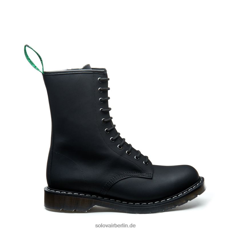 Männer Solovair Schwarzer, Fettiger Derby-stiefel Mit 11 ösen Und Reißverschluss 0284f123