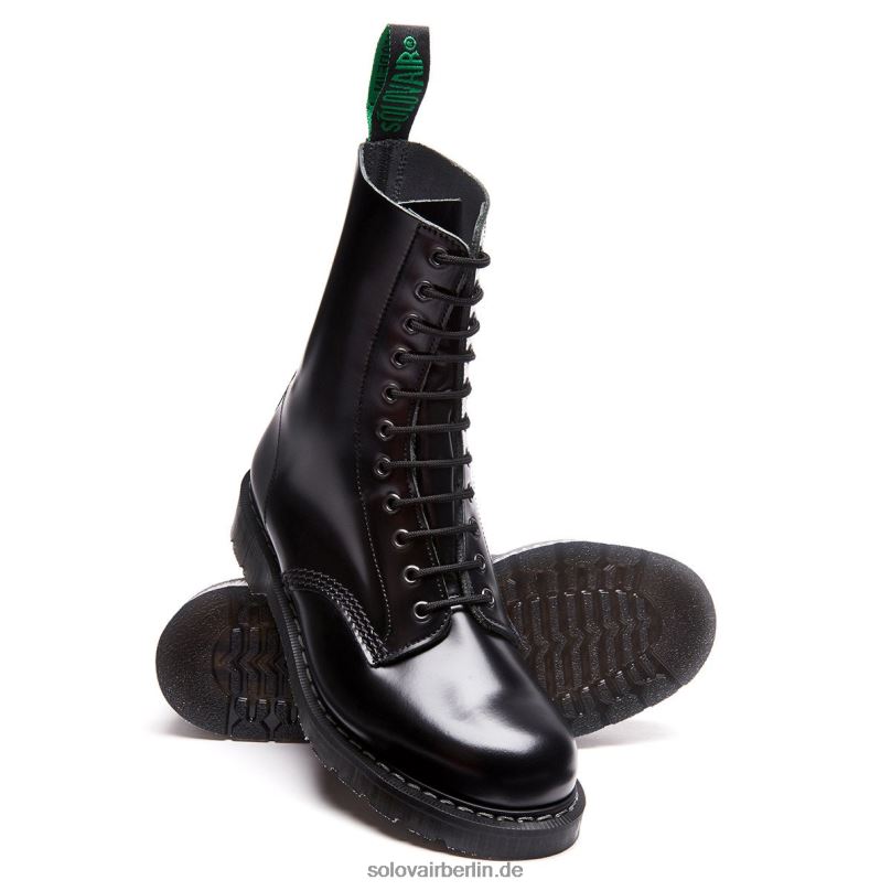 Männer Solovair Schwarzer, Hochglänzender 11-loch-derby-stiefel 0284f60