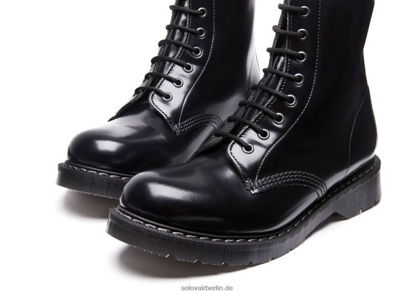 Männer Solovair Schwarzer, Hochglänzender 11-loch-derby-stiefel 0284f60